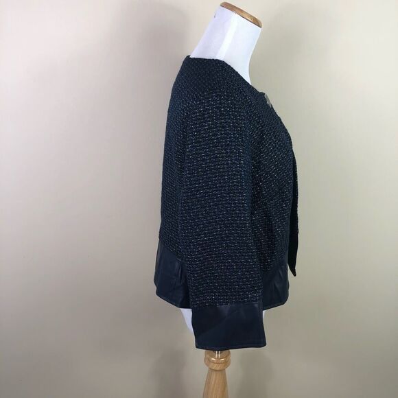 Chico's Dark Blue Tweed Jacket Blazer Size 1 - Picture 5 of 7